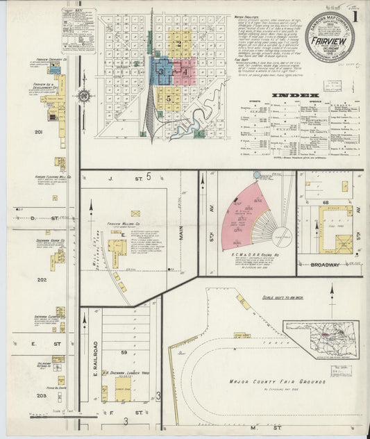 Sanborn Fire Insurance Map from Fairview, Major County, Oklahoma (1916), Sheet #0001 - Complete Map Set gallery image, historic Sanborn map, vintage wall art, Oklahoma Oklahoma