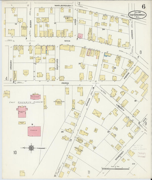 Sanborn Fire Insurance Map from East Greenwich, Kent County, Rhode Island (1910), Sheet #0006 - Historic Sanborn Fire Insurance Map Print, vintage old map wall art, antique decor, genealogy gift, Rhode Island Rhode Island map