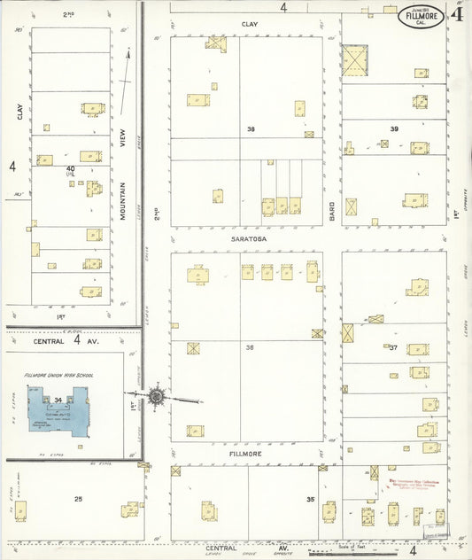 Sanborn Fire Insurance Map from Fillmore, Ventura County, California (1911), Sheet #0004 - Historic Sanborn Fire Insurance Map Print, vintage old map wall art, antique decor, genealogy gift, California California map