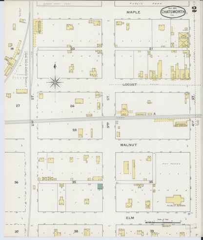 Sanborn Fire Insurance Map from Chatsworth, Livingston County, Illinois (1893), Sheet #0002 - Complete Map Set gallery image, historic Sanborn map, vintage wall art, Illinois Illinois