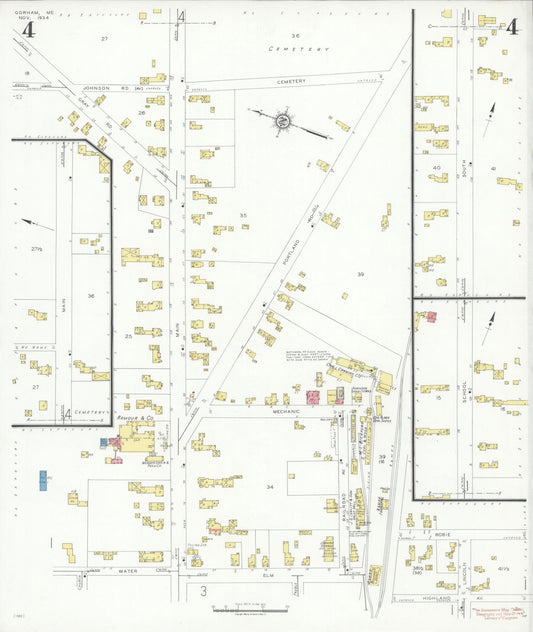 Sanborn Fire Insurance Map from Gorham, Cumberland County, Maine (1934), Sheet #0004 - Historic Sanborn Fire Insurance Map Print, vintage old map wall art, antique decor, genealogy gift, Maine Maine map