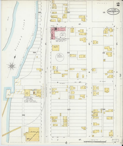 Sanborn Fire Insurance Map from Brunswick, Glynn County, Georgia (1898), Sheet #0002 - Complete Map Set gallery image, historic Sanborn map, vintage wall art, Georgia Georgia