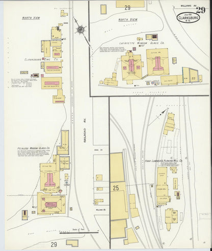 Sanborn Fire Insurance Map from Clarksburg, Harrison County, West Virginia (1911), Sheet #0029 - Complete Map Set gallery image, historic Sanborn map, vintage wall art, West Virginia West Virginia