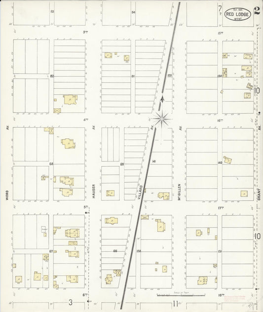 Sanborn Fire Insurance Map from Red Lodge, Carbon County, Montana (1901), Sheet #0002 - Historic Sanborn Fire Insurance Map Print, vintage old map wall art, antique decor, genealogy gift, Montana Montana map