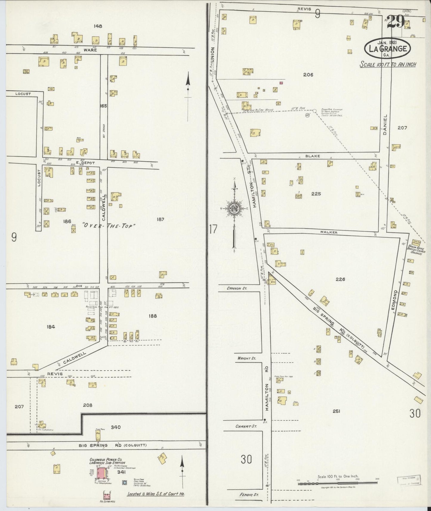 Sanborn Fire Insurance Map from La Grange, Troup County, Georgia (1921), Sheet #0029 - Complete Map Set gallery image, historic Sanborn map, vintage wall art, Georgia Georgia