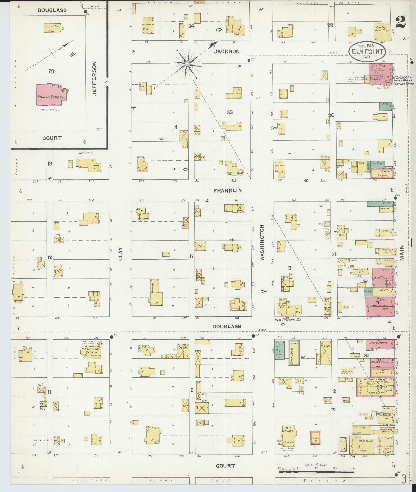 Sanborn Fire Insurance Map from Elk Point, Union County, South Dakota (1903), Sheet #0002 - Complete Map Set gallery image, historic Sanborn map, vintage wall art, South Dakota South Dakota