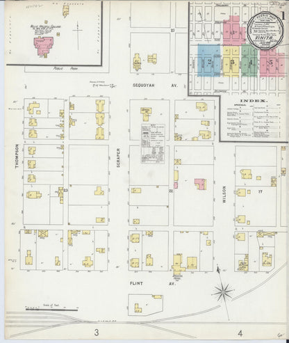 Sanborn Fire Insurance Map from Vinita, Craig County, Oklahoma (1896), Sheet #0001 - Complete Map Set gallery image, historic Sanborn map, vintage wall art, Oklahoma Oklahoma