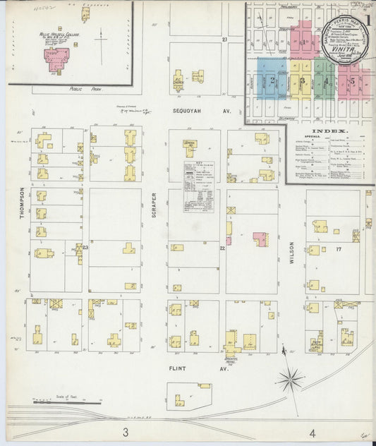 Sanborn Fire Insurance Map from Vinita, Craig County, Oklahoma (1896), Sheet #0001 - Complete Map Set gallery image, historic Sanborn map, vintage wall art, Oklahoma Oklahoma