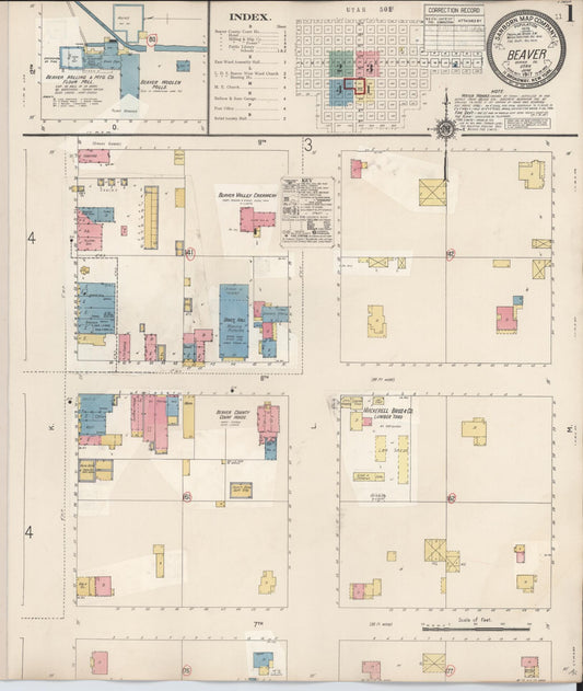 Sanborn Fire Insurance Map from Beaver, Beaver County, Utah (1931), Sheet #0001 - Historic Sanborn Fire Insurance Map Print, vintage old map wall art, antique decor, genealogy gift, Utah Utah map
