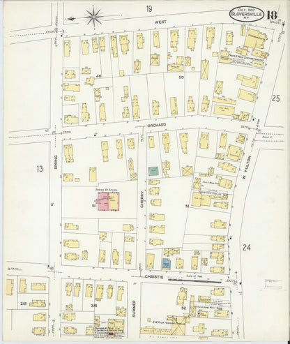 Sanborn Fire Insurance Map from Gloversville, Fulton County, New York (1907), Sheet #0018 - Historic Sanborn Fire Insurance Map Print, vintage old map wall art, antique decor, genealogy gift, New York New York map