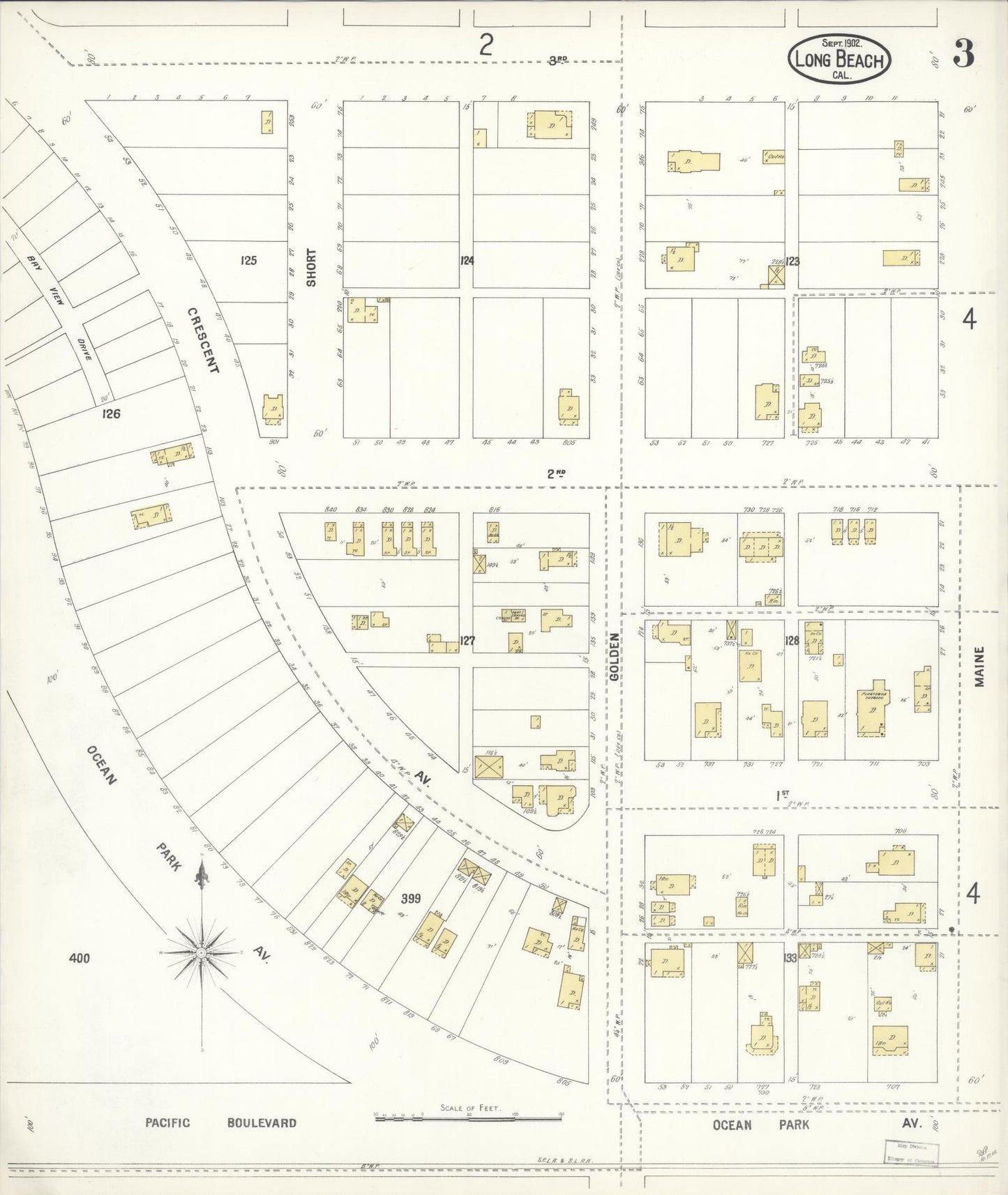Sanborn Fire Insurance Map from Long Beach, Los Angeles County, California (1902), Sheet #0003 - Historic Sanborn Fire Insurance Map Print, vintage old map wall art, antique decor, genealogy gift, California California map