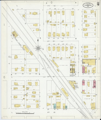 Sanborn Fire Insurance Map from Fairbury, Jefferson County, Nebraska (1904), Sheet #0002 - Complete Map Set gallery image, historic Sanborn map, vintage wall art, Nebraska Nebraska