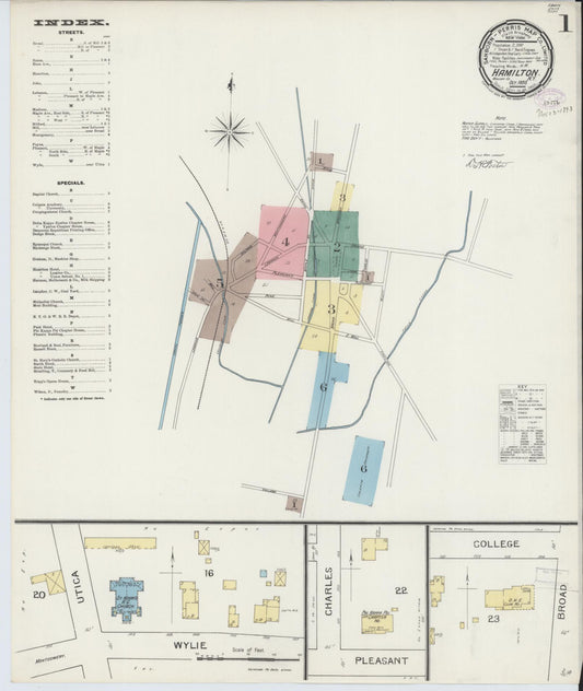 Sanborn Fire Insurance Map from Hamilton, Madison County, New York (1893), Sheet #0001 - Historic Sanborn Fire Insurance Map Print, vintage old map wall art, antique decor, genealogy gift, New York New York map