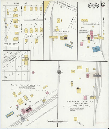 Sanborn Fire Insurance Map from Bicknell, Knox County, Indiana (1921), Sheet #0012 - Complete Map Set gallery image, historic Sanborn map, vintage wall art, Indiana Indiana