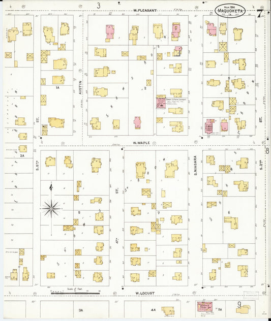 Sanborn Fire Insurance Map from Maquoketa, Jackson County, Iowa (1906), Sheet #0007 - Historic Sanborn Fire Insurance Map Print, vintage old map wall art