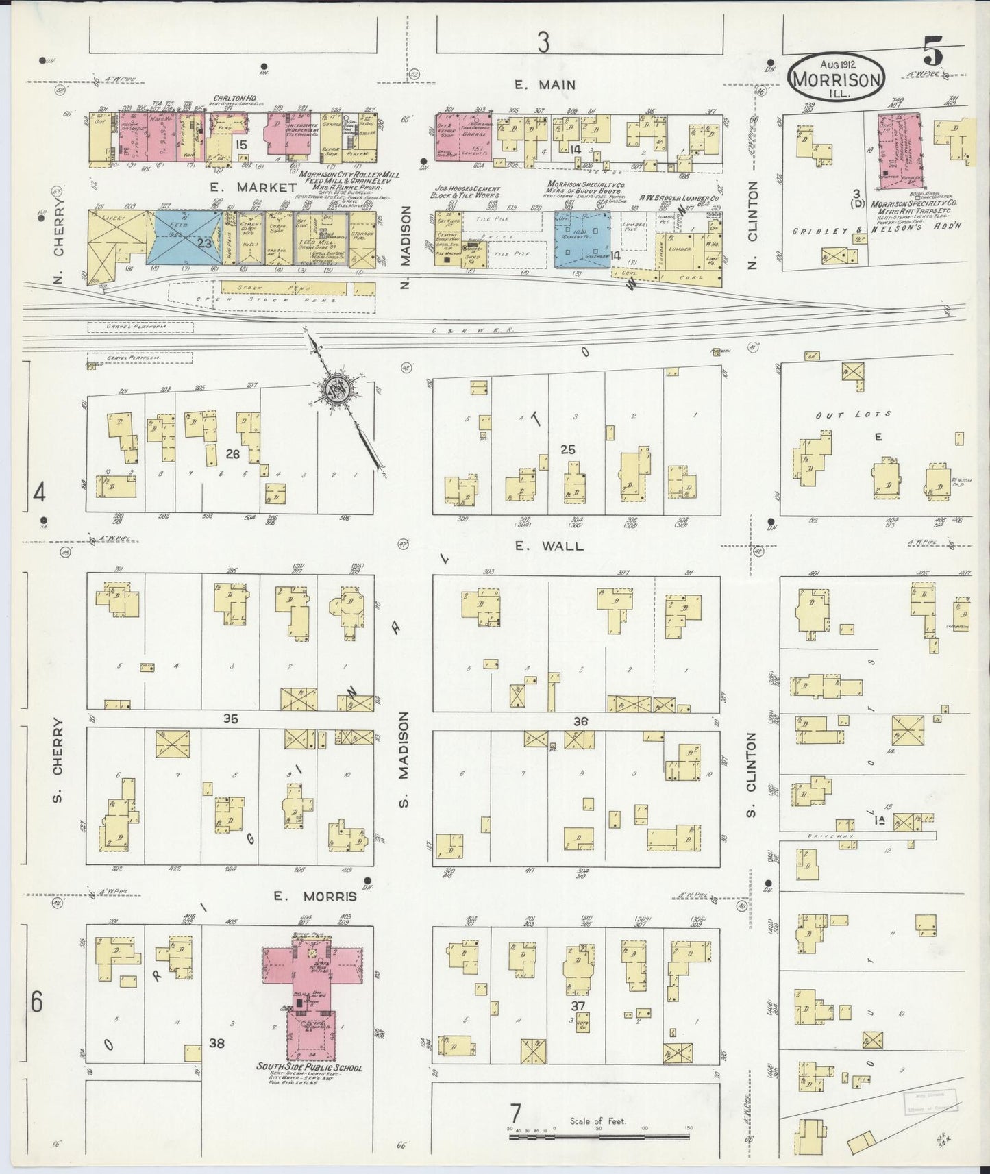 Sanborn Fire Insurance Map from Morrison, Whiteside County, Illinois (1912), Sheet #0005 - Complete Map Set gallery image, historic Sanborn map, vintage wall art, Illinois Illinois