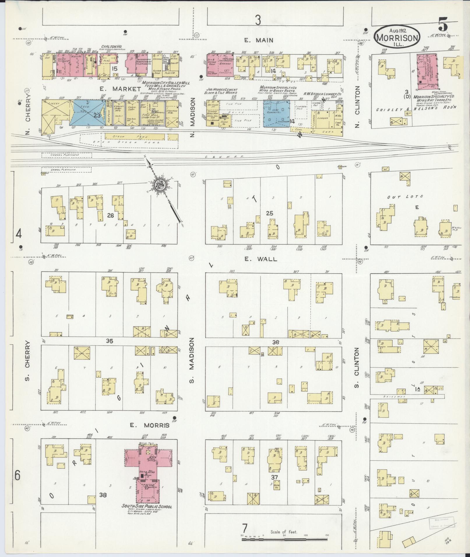 Sanborn Fire Insurance Map from Morrison, Whiteside County, Illinois (1912), Sheet #0005 - Complete Map Set gallery image, historic Sanborn map, vintage wall art, Illinois Illinois