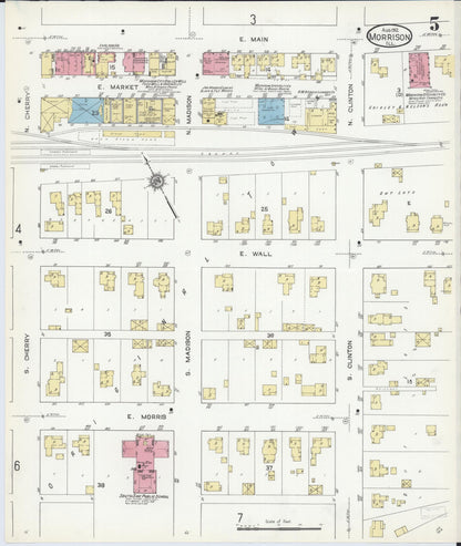 Sanborn Fire Insurance Map from Morrison, Whiteside County, Illinois (1912), Sheet #0005 - Complete Map Set gallery image, historic Sanborn map, vintage wall art, Illinois Illinois