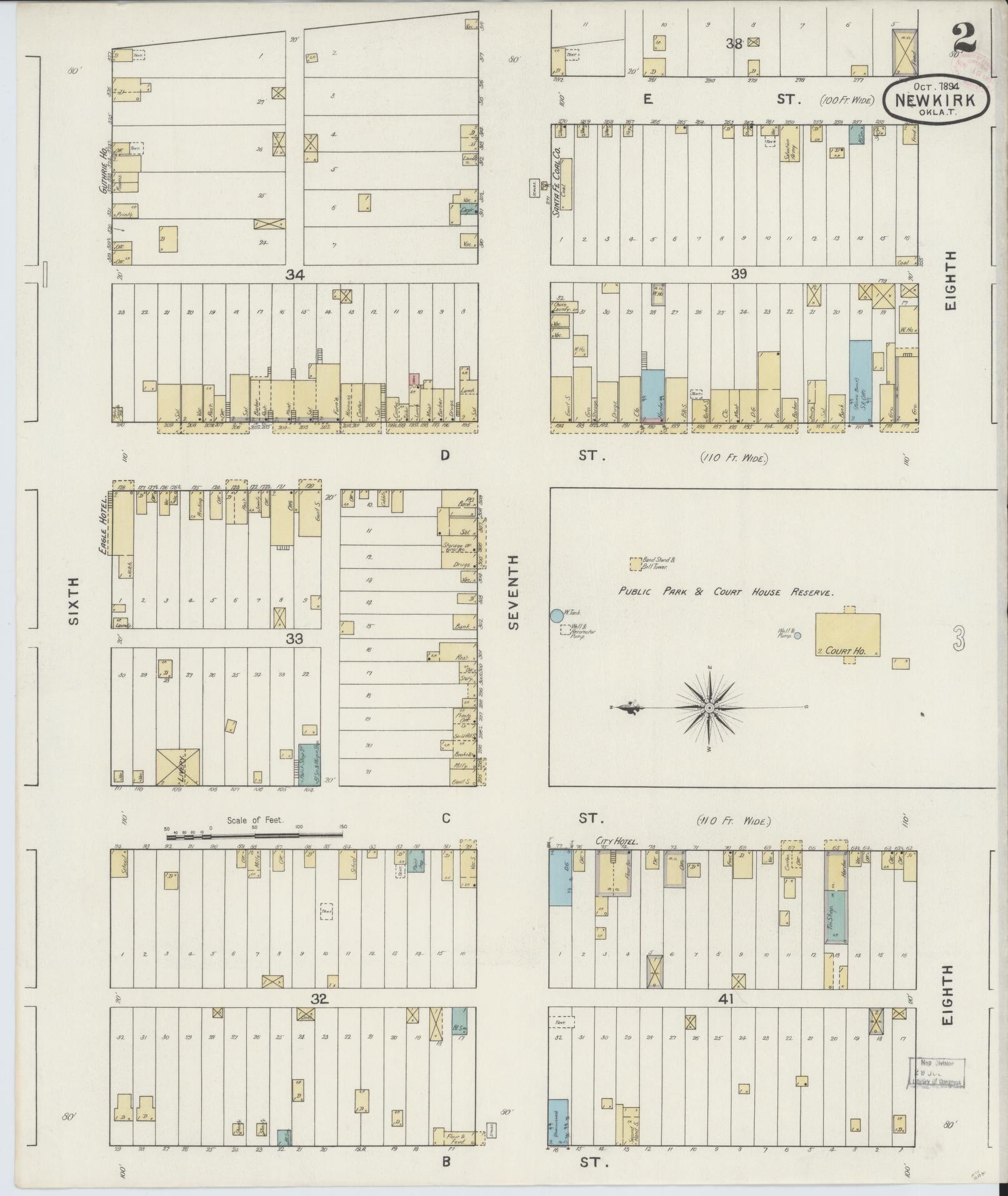 Sanborn Fire Insurance Map from Newkirk, Kay County, Oklahoma (1894), Sheet #0002 - Complete Map Set gallery image, historic Sanborn map, vintage wall art, Oklahoma Oklahoma