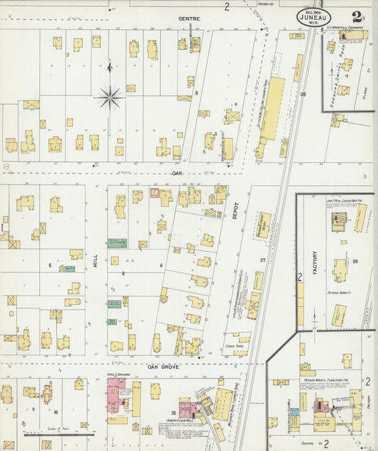 Sanborn Fire Insurance Map from Juneau, Dodge County, Wisconsin (1904), Sheet #0002 - Historic Sanborn Fire Insurance Map Print, vintage old map wall art, antique decor, genealogy gift, Wisconsin Wisconsin map
