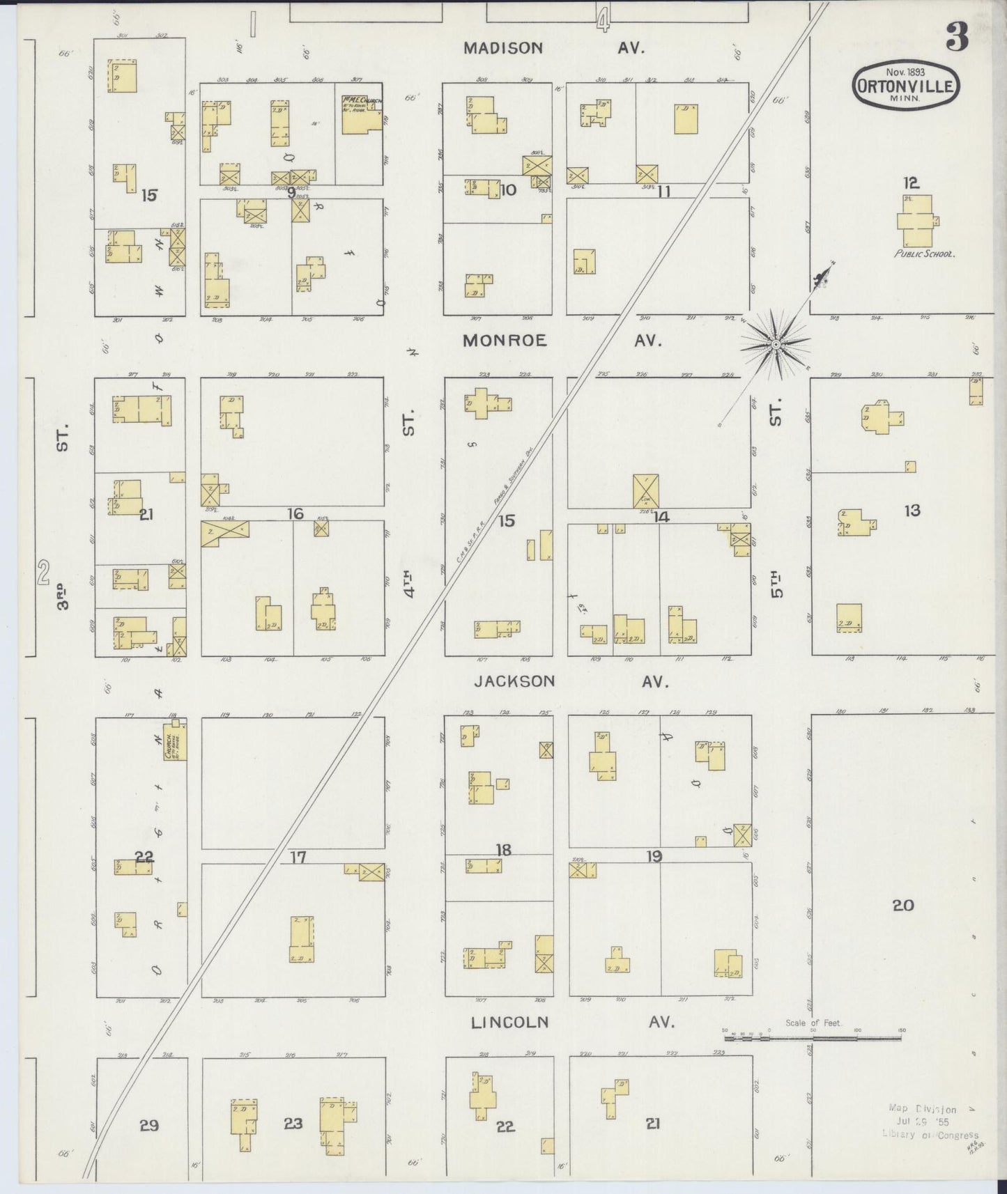 Sanborn Fire Insurance Map from Ortonville, Big Stone County, Minnesota (1893), Sheet #0003 - Complete Map Set gallery image, historic Sanborn map, vintage wall art, Minnesota Minnesota
