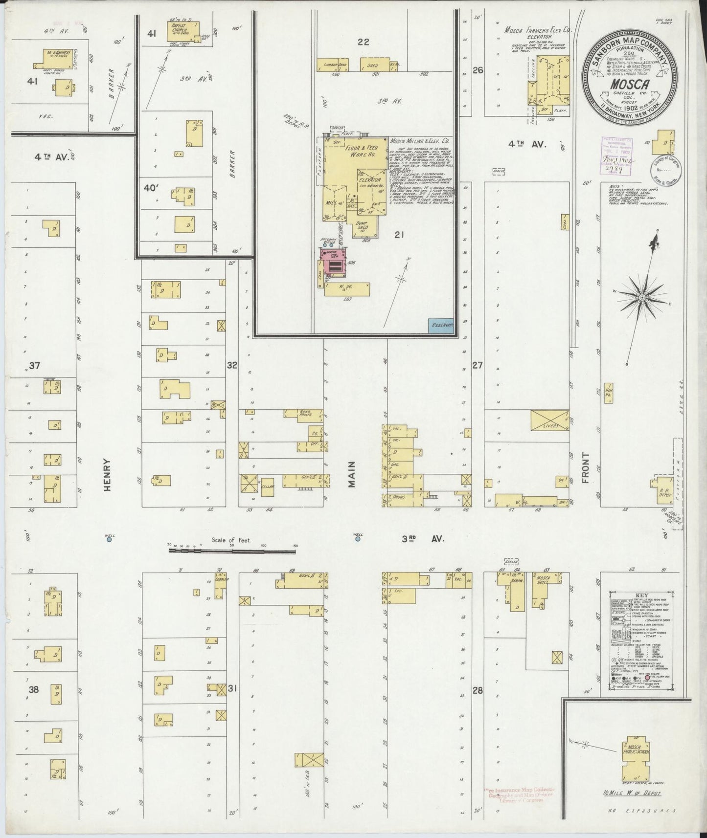 Sanborn Fire Insurance Map from Mosca, Alamosa County, Colorado (1902), Sheet #0001 - Historic Sanborn Fire Insurance Map Print, vintage old map wall art, antique decor, genealogy gift, Colorado Colorado map