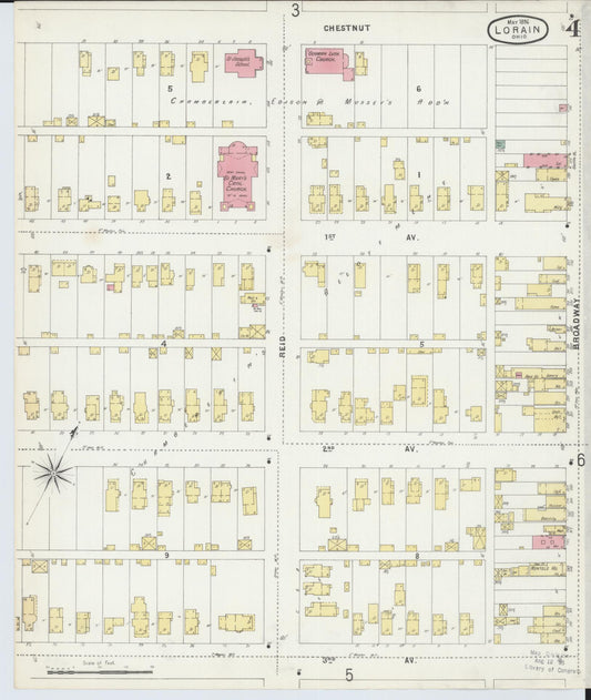Sanborn Fire Insurance Map from Lorain, Lorain County, Ohio (1896), Sheet #0004 - Historic Sanborn Fire Insurance Map Print, vintage old map wall art, antique decor, genealogy gift, Ohio Ohio map