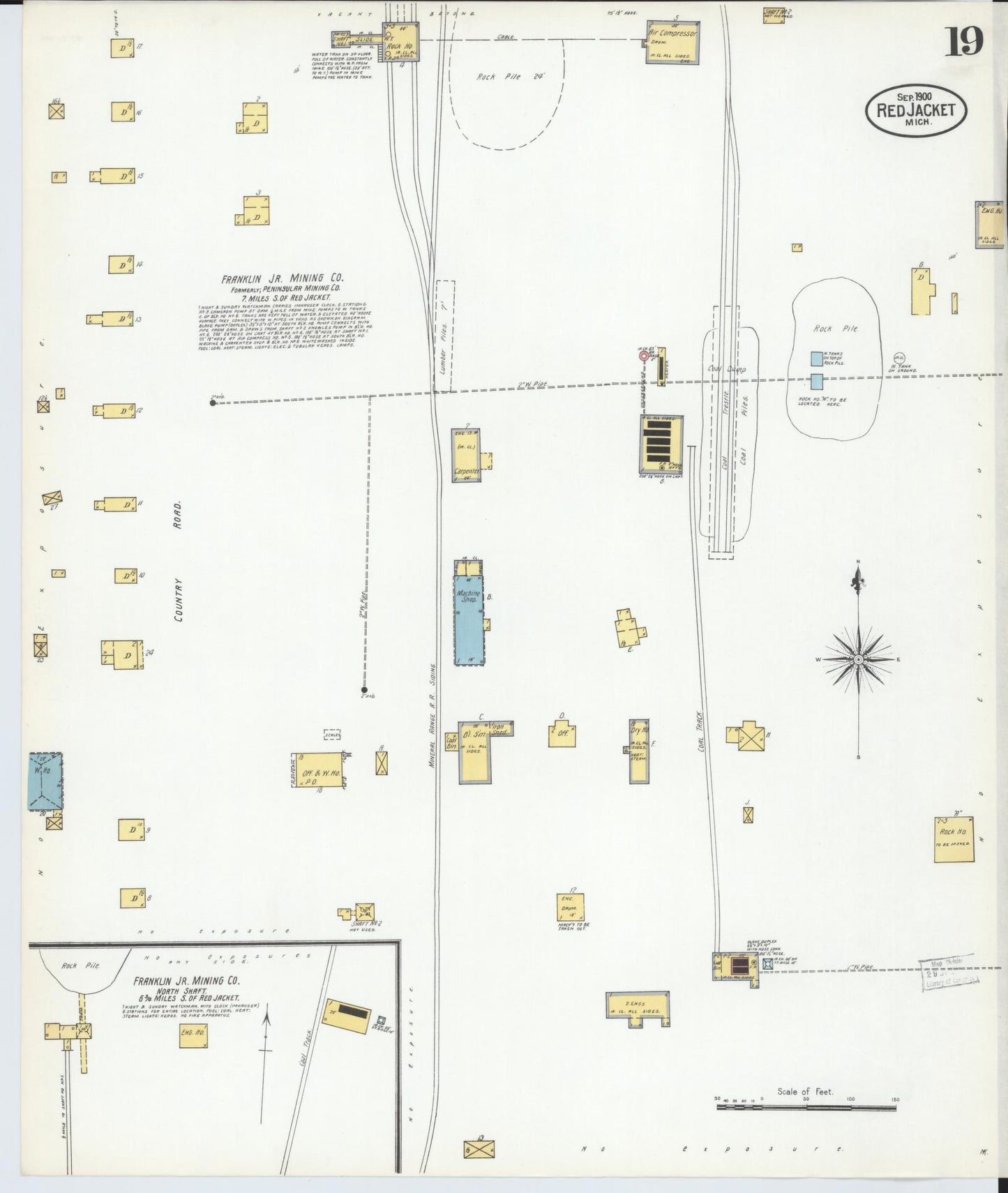 Sanborn Fire Insurance Map from Red Jacket, Houghton County, Michigan (1900), Sheet #0019 - Complete Map Set gallery image, historic Sanborn map, vintage wall art, Michigan Michigan