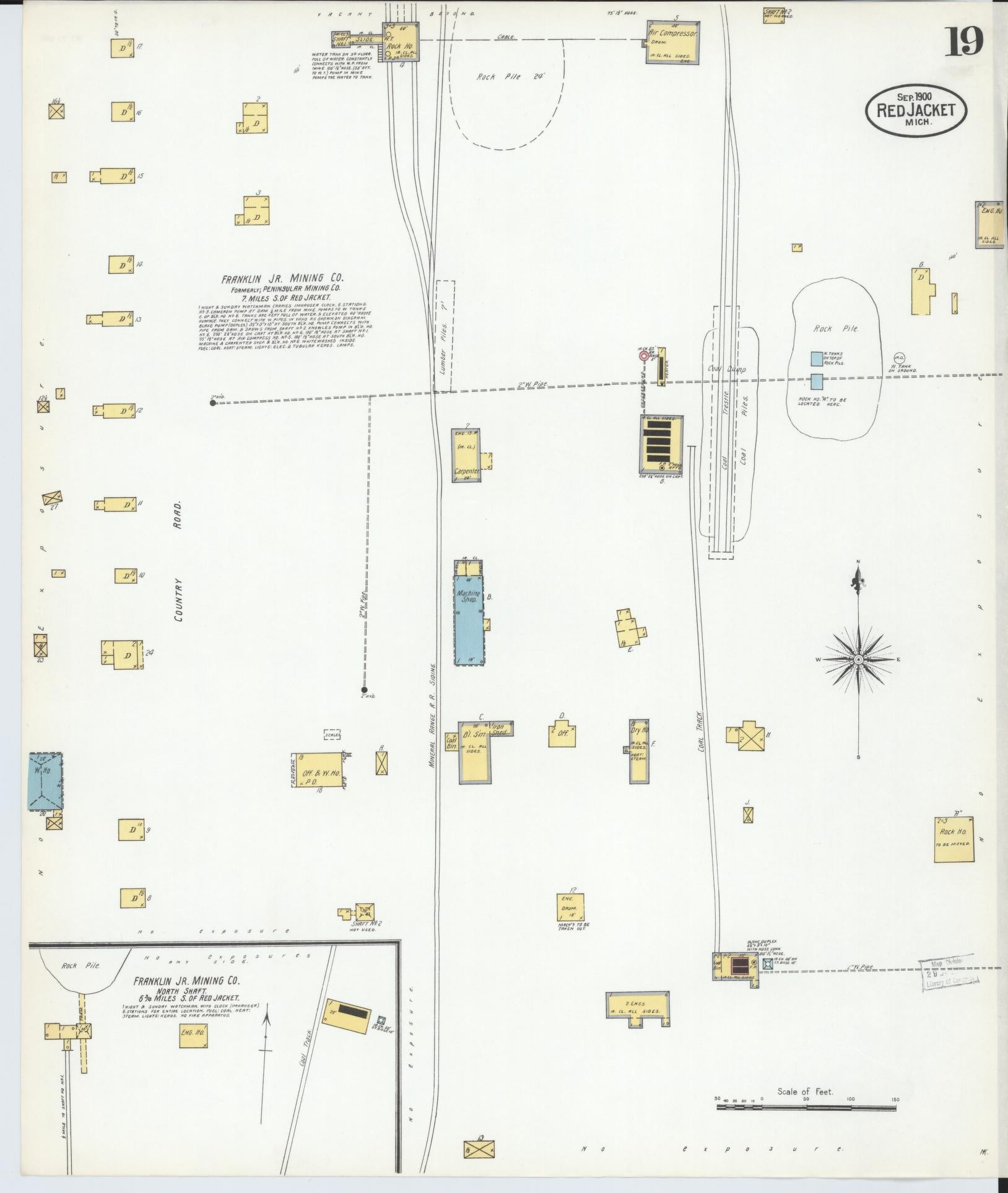 Sanborn Fire Insurance Map from Red Jacket, Houghton County, Michigan (1900), Sheet #0019 - Complete Map Set gallery image, historic Sanborn map, vintage wall art, Michigan Michigan