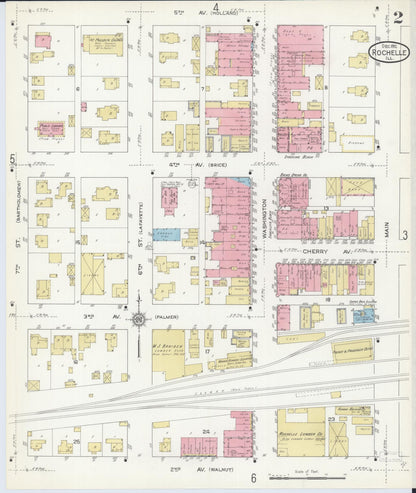 Sanborn Fire Insurance Map from Rochelle, Ogle County, Illinois (1912), Sheet #0002 - Complete Map Set gallery image, historic Sanborn map, vintage wall art, Illinois Illinois