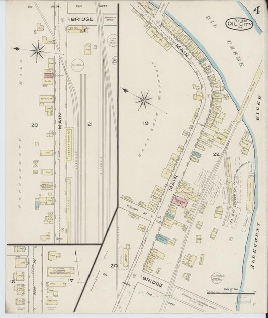 Sanborn Fire Insurance Map from Oil City, Venango County, Pennsylvania (1888), Sheet #0004 - Historic Sanborn Fire Insurance Map Print, vintage old map wall art, antique decor, genealogy gift, Pennsylvania Pennsylvania map