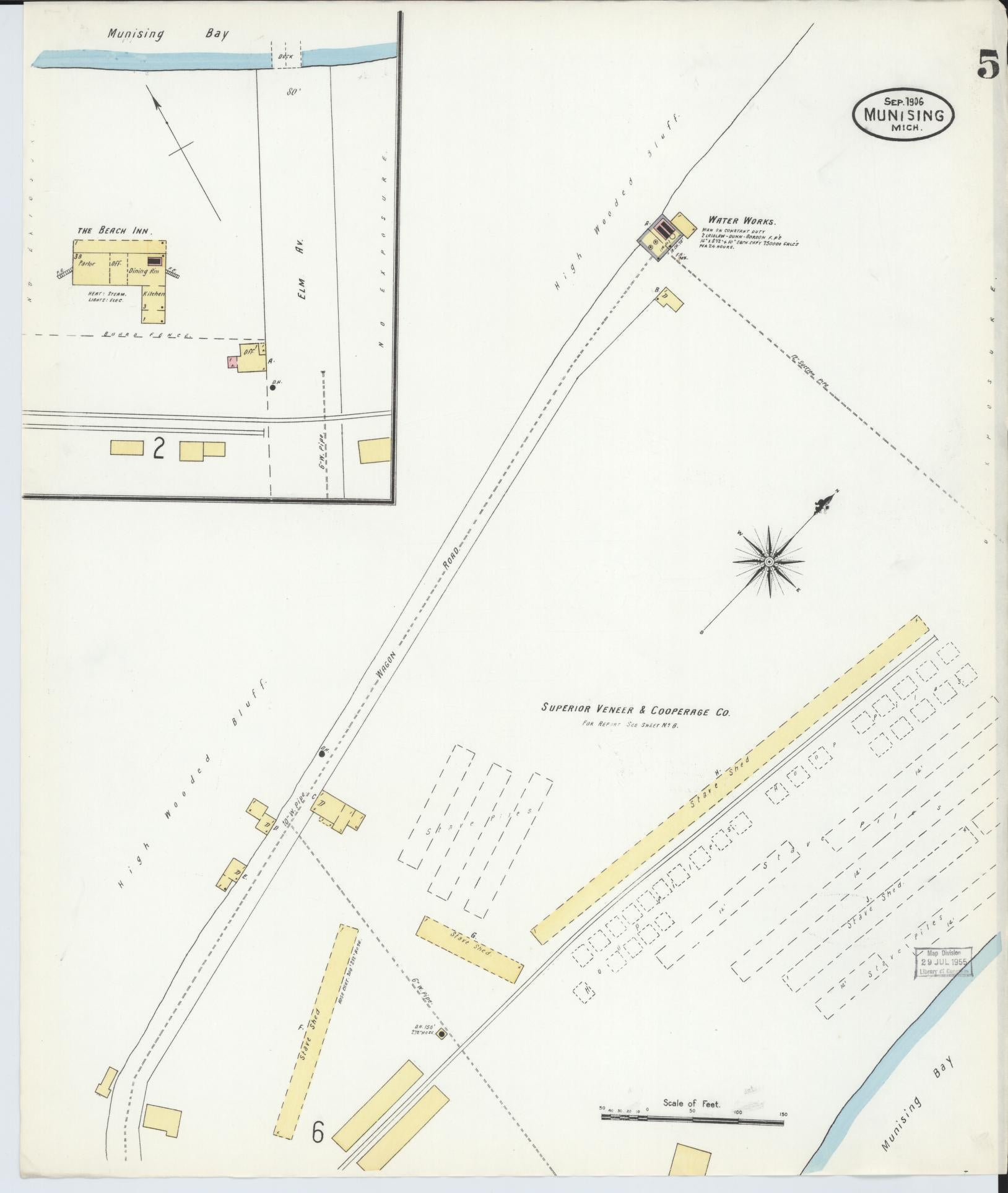 Sanborn Fire Insurance Map from Munising, Alger County, Michigan (1906), Sheet #0005 - Historic Sanborn Fire Insurance Map Print, vintage old map wall art, antique decor, genealogy gift, Michigan Michigan map