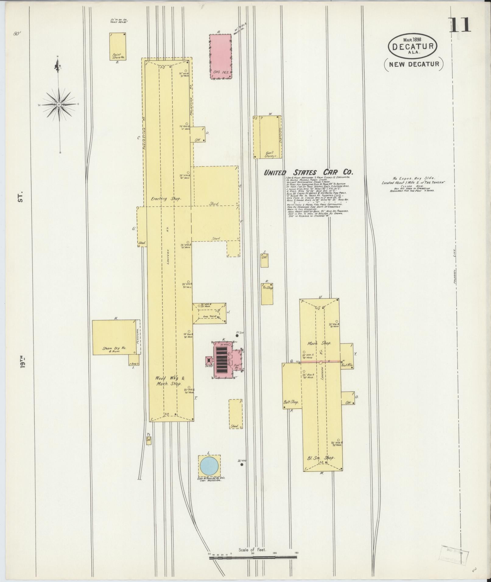 Sanborn Fire Insurance Map from Decatur, Morgan County, Alabama (1898), Sheet #0011 - Historic Sanborn Fire Insurance Map Print, vintage old map wall art, antique decor, genealogy gift, Alabama Alabama map