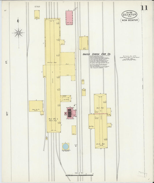Sanborn Fire Insurance Map from Decatur, Morgan County, Alabama (1898), Sheet #0011 - Historic Sanborn Fire Insurance Map Print, vintage old map wall art, antique decor, genealogy gift, Alabama Alabama map