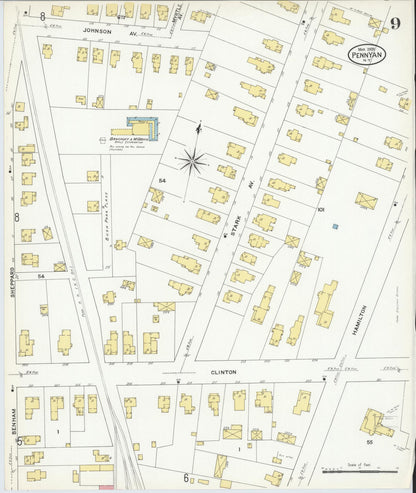 Sanborn Fire Insurance Map from Penn Yan, Yates County, New York (1909), Sheet #0009 - Complete Map Set gallery image, historic Sanborn map, vintage wall art, New York New York