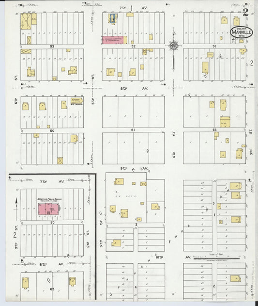 Sanborn Fire Insurance Map from Manville, Niobrara County, Wyoming (1919), Sheet #0002 - Historic Sanborn Fire Insurance Map Print, vintage old map wall art, antique decor, genealogy gift, Wyoming Wyoming map