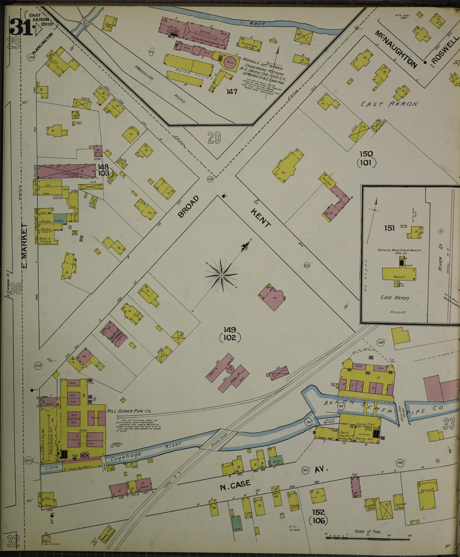 Sanborn Fire Insurance Map from Akron, Summit County, Ohio (1892), Sheet #0031 - Historic Sanborn Fire Insurance Map Print, vintage old map wall art, antique decor, genealogy gift, Ohio Ohio map