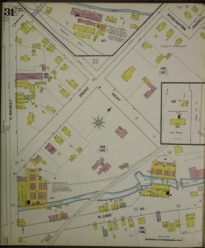 Sanborn Fire Insurance Map from Akron, Summit County, Ohio (1892), Sheet #0031 - Historic Sanborn Fire Insurance Map Print, vintage old map wall art, antique decor, genealogy gift, Ohio Ohio map