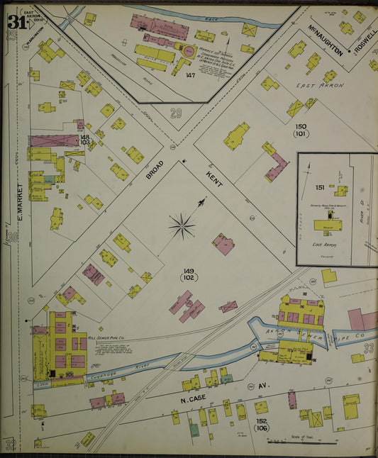 Sanborn Fire Insurance Map from Akron, Summit County, Ohio (1892), Sheet #0031 - Historic Sanborn Fire Insurance Map Print, vintage old map wall art, antique decor, genealogy gift, Ohio Ohio map