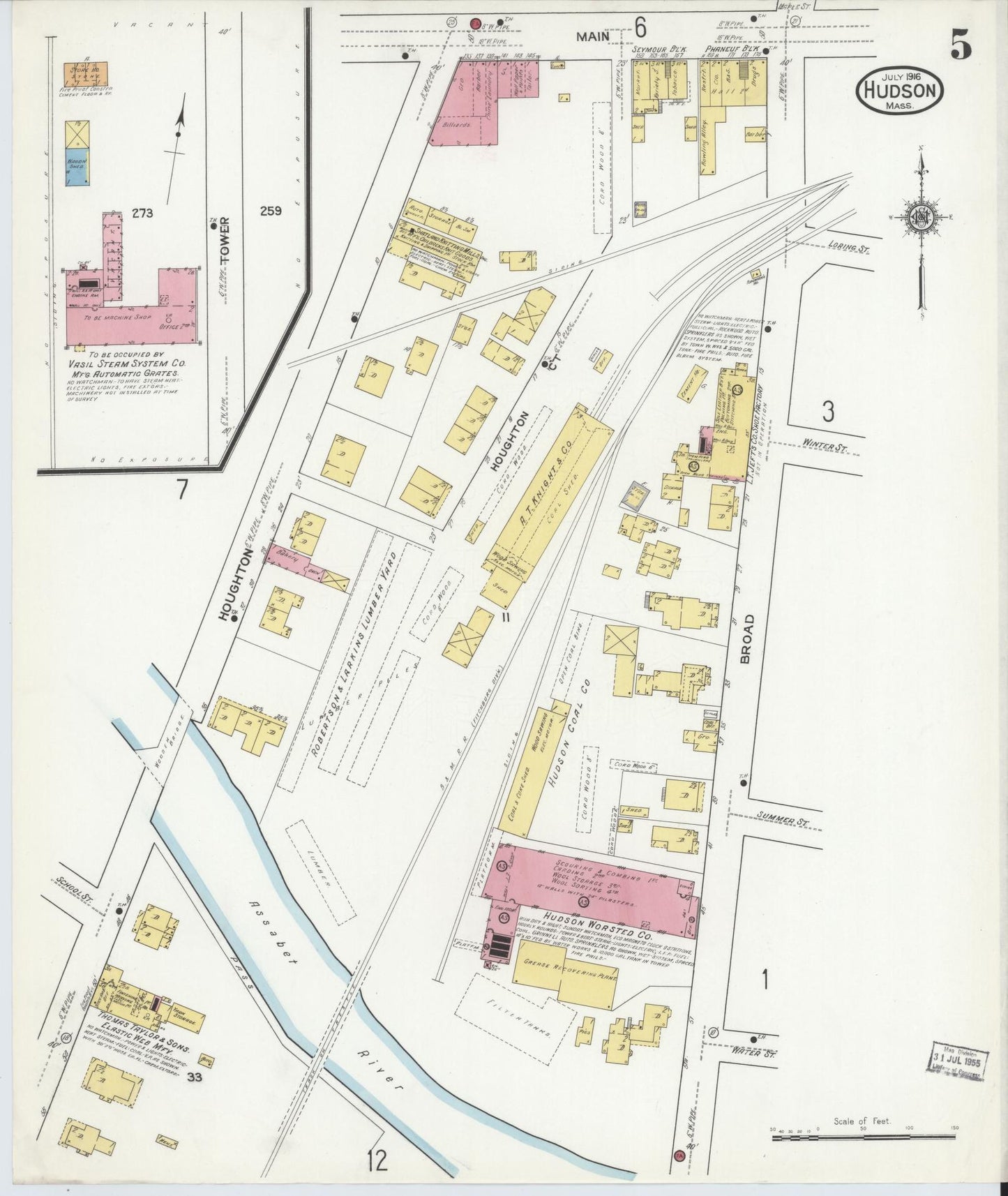 Sanborn Fire Insurance Map from Hudson, Middlesex County, Massachusetts (1916), Sheet #0005 - Complete Map Set gallery image, historic Sanborn map, vintage wall art, Massachusetts Massachusetts