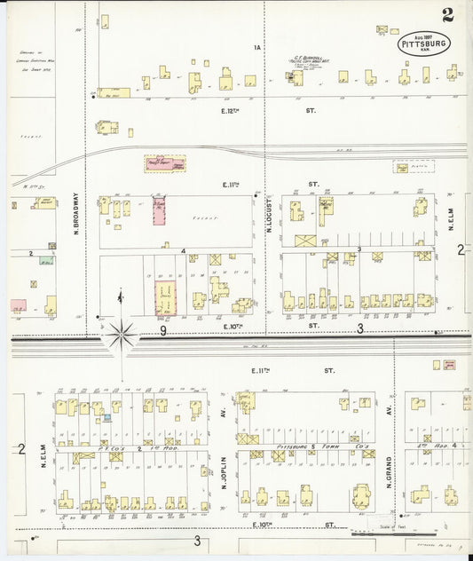 Sanborn Fire Insurance Map from Pittsburg, Crawford County, Kansas (1897), Sheet #0002 - Historic Sanborn Fire Insurance Map Print, vintage old map wall art, antique decor, genealogy gift, Kansas Kansas map
