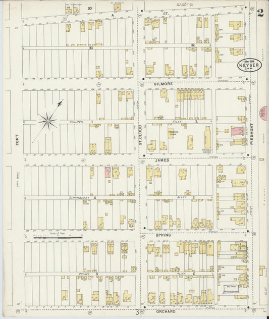 Sanborn Fire Insurance Map from Keyser, Mineral County, West Virginia (1898), Sheet #0002 - Historic Sanborn Fire Insurance Map Print, vintage old map wall art, antique decor, genealogy gift, West Virginia West Virginia map