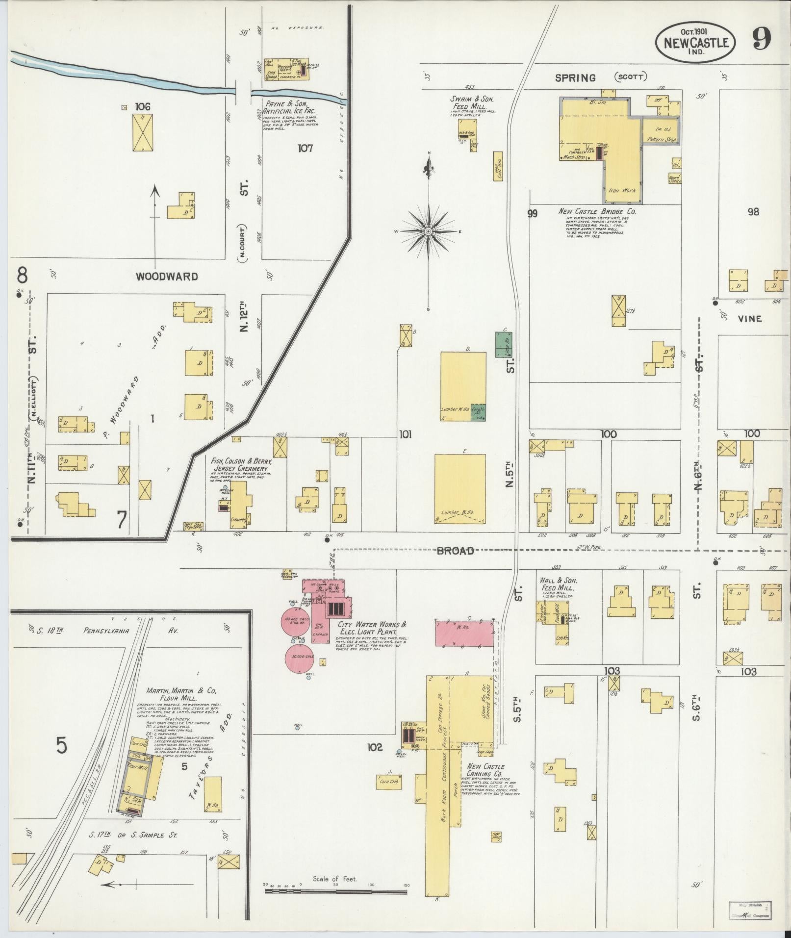Sanborn Fire Insurance Map from New Castle, Henry County, Indiana (1901), Sheet #0009 - Complete Map Set gallery image, historic Sanborn map, vintage wall art, Indiana Indiana