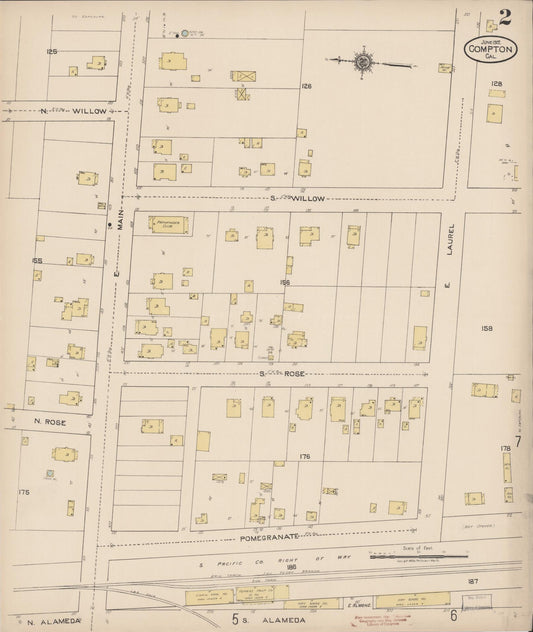 Sanborn Fire Insurance Map from Compton, Los Angeles County, California (1922), Sheet #0002 - Historic Sanborn Fire Insurance Map Print, vintage old map wall art, antique decor, genealogy gift, California California map