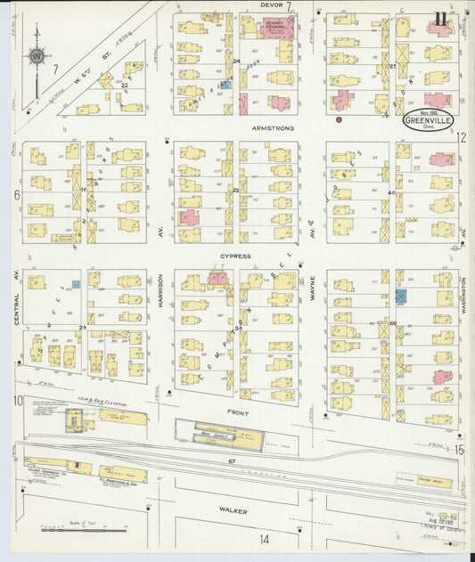 Sanborn Fire Insurance Map from Greenville, Darke County, Ohio (1910), Sheet #0011 - Historic Sanborn Fire Insurance Map Print, vintage old map wall art, antique decor, genealogy gift, Ohio Ohio map