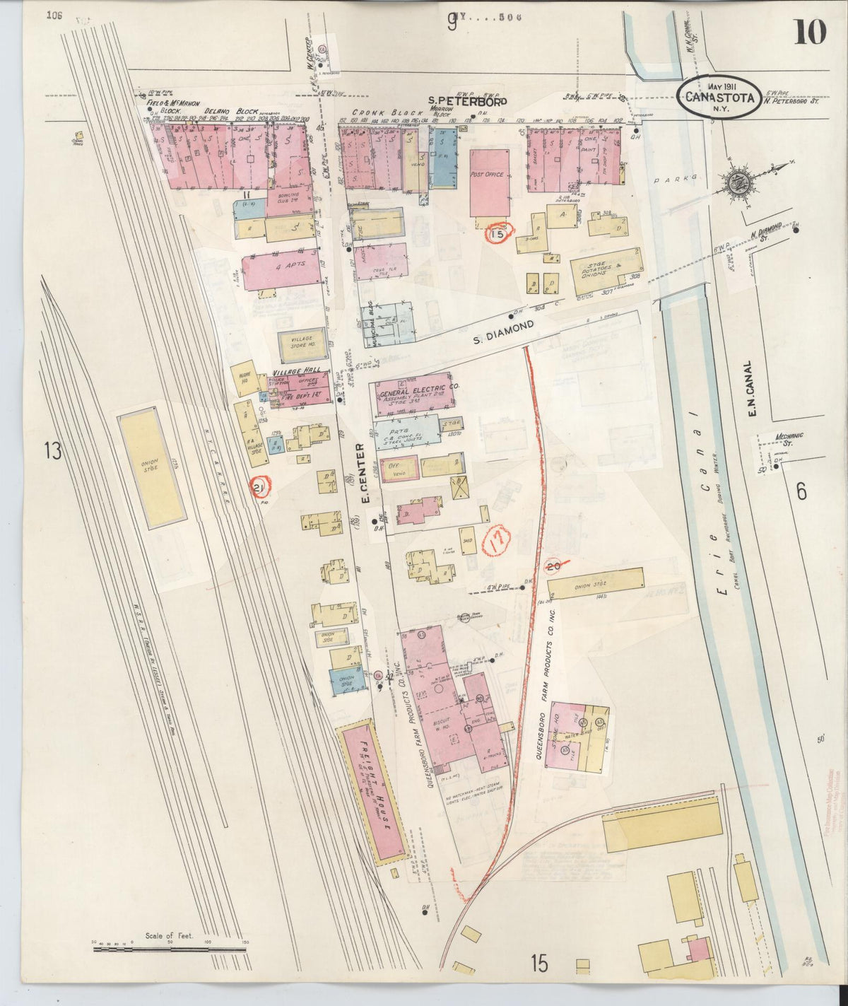 Sanborn Fire Insurance Map from Canastota, Madison County, New York (1959), Sheet #0010 - Historic Sanborn Fire Insurance Map Print, vintage old map wall art, antique decor, genealogy gift, New York New York map