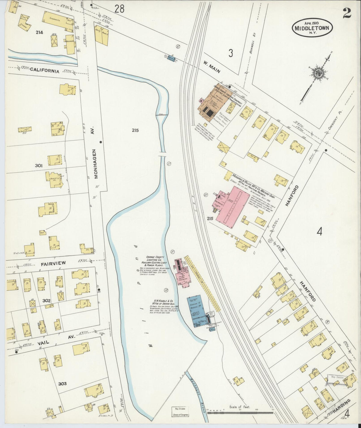 Sanborn Fire Insurance Map from Middletown, Orange County, New York (1910), Sheet #0002 - Complete Map Set gallery image, historic Sanborn map, vintage wall art, New York New York