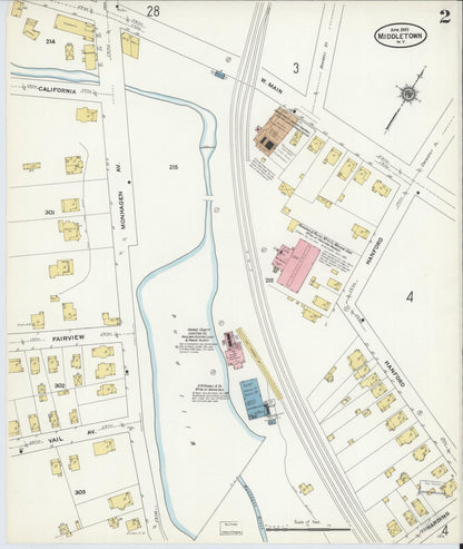 Sanborn Fire Insurance Map from Middletown, Orange County, New York (1910), Sheet #0002 - Complete Map Set gallery image, historic Sanborn map, vintage wall art, New York New York