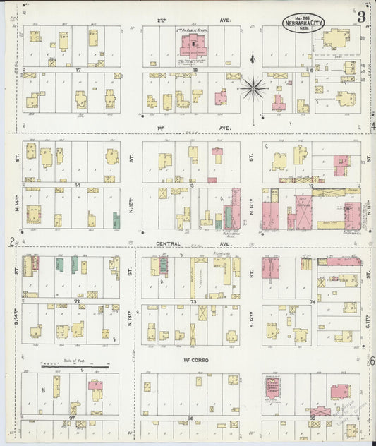 Sanborn Fire Insurance Map from Nebraska City, Otoe County, Nebraska (1906), Sheet #0003 - Historic Sanborn Fire Insurance Map Print, vintage old map wall art, antique decor, genealogy gift, Nebraska Nebraska map