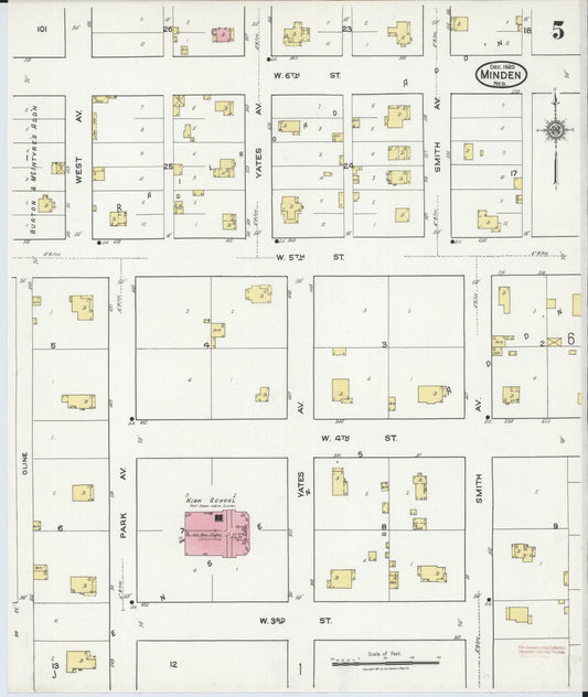 Sanborn Fire Insurance Map from Minden, Kearney County, Nebraska (1920), Sheet #0005 - Historic Sanborn Fire Insurance Map Print, vintage old map wall art, antique decor, genealogy gift, Nebraska Nebraska map